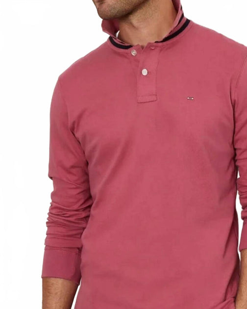 Eden Park Long Sleeve Polo Shirt Pink Large 3