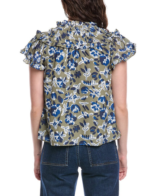 Sail to Sable Flutter Sleeve Top Green Medium 3