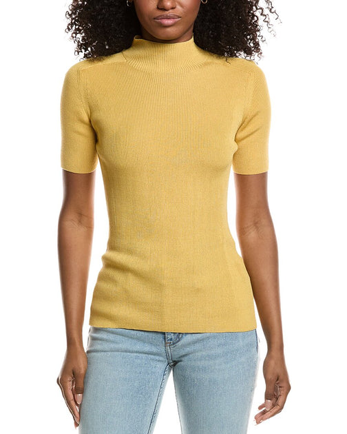 Lafayette 148 New York Stand Collar Sweater Yellow XS 2