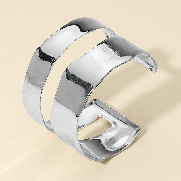FASHNZFAB Open Metal Cuff Bracelet Rhodium Silver One Size 2