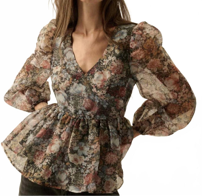 Promesa Organza Peplum Top Black Small 2