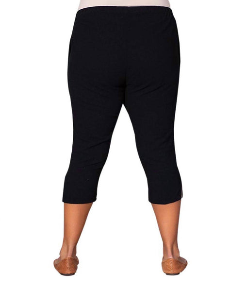 On The Plus Side Crinkle Cotton Crop Pants - Schwarz Plus Size 3