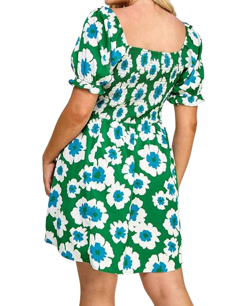 Haute Fox Smocked Babydoll Dress Multi 2X 4