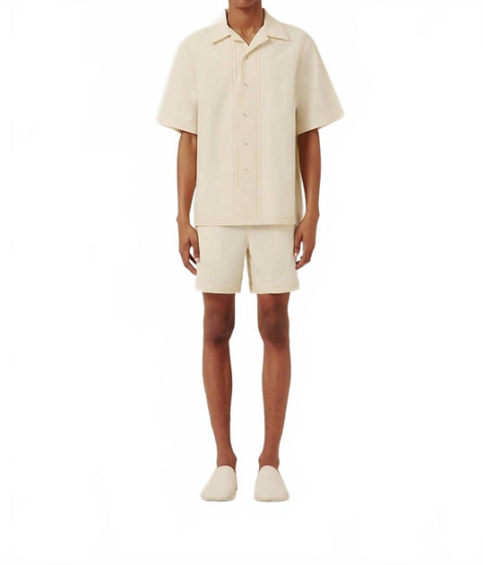 Commas Braided Camp Collar Shirt Beige Small 2