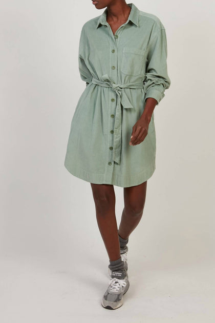 Hartford Revol Soft Corduroy Mini Dress Green Large 2