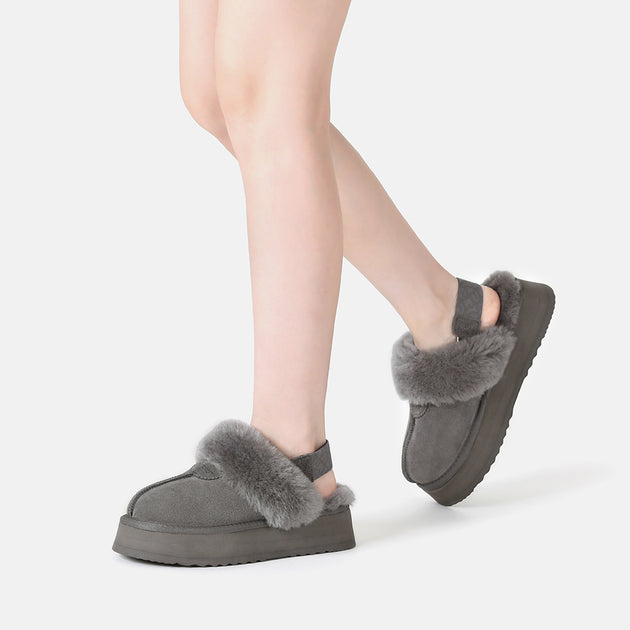 EverAu Wagtail Platform Slippers Black US 5 3