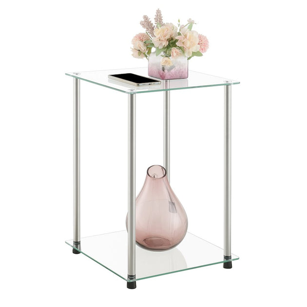 Convenience Concepts Designs2Go Classic Glass 2 Tier Square End Table 3