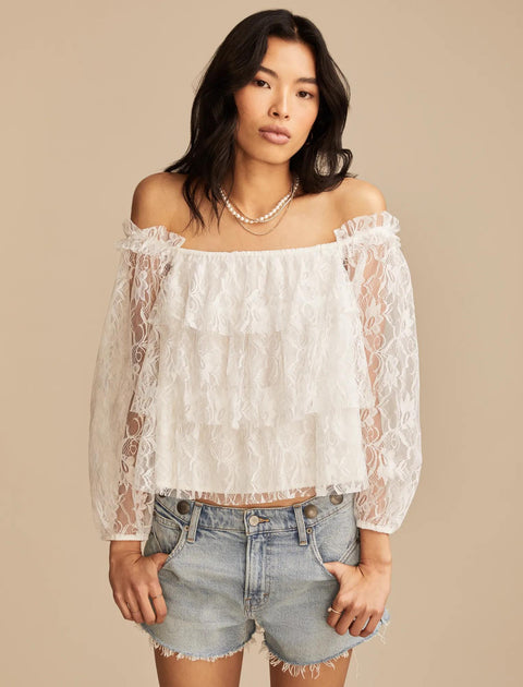 Lucky Brand Lace Off The Shoulder Top White Medium 2