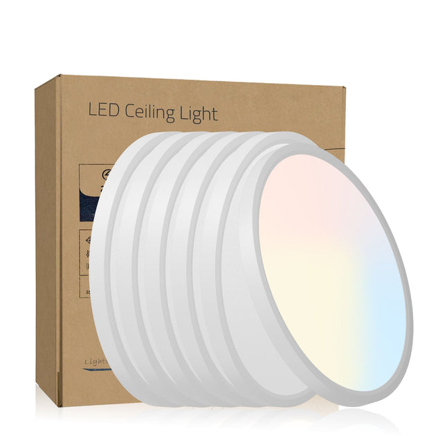 KAYESTYLE 6PK 12 in. LED Flush Mount Ceiling Light Fixture White 2