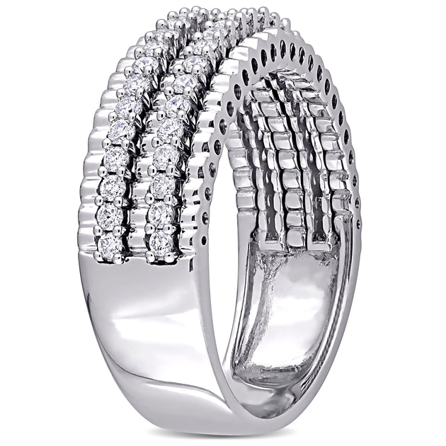 Mimi & Max Diamond Double Row Eternity Ring 14k White Gold Silver US 9 3