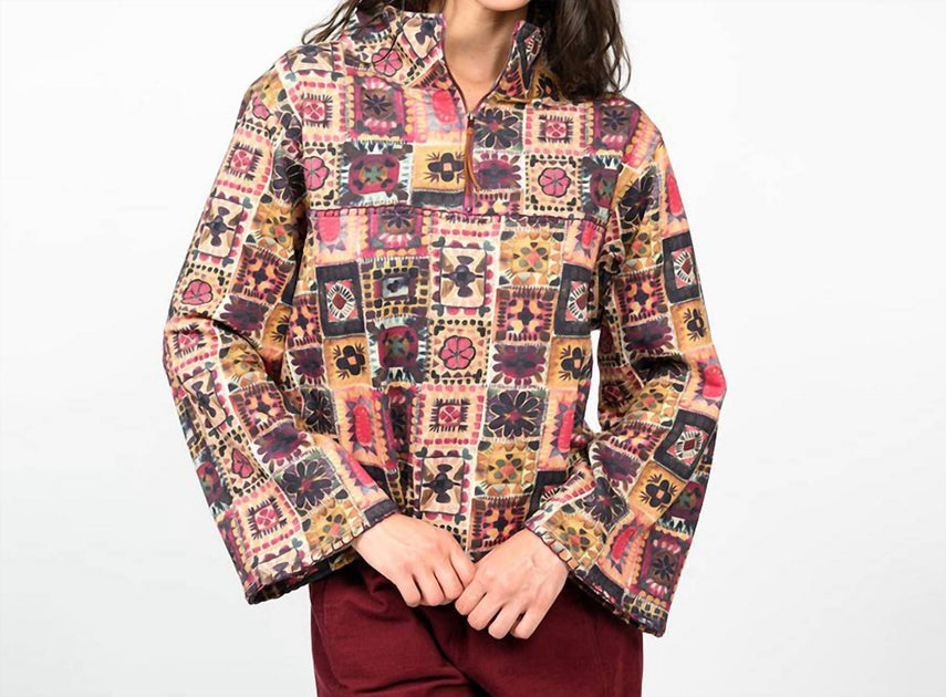 Ivy Jane Crochet Printed Half Zip Jacket Multi XSmall 2