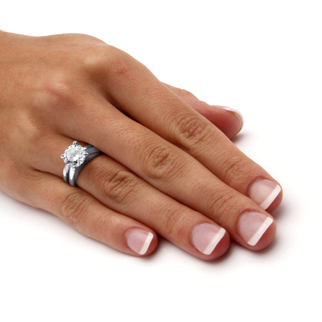 Palm 3 TCW Cubic Zirconia Bridal Set Silver US 5 4
