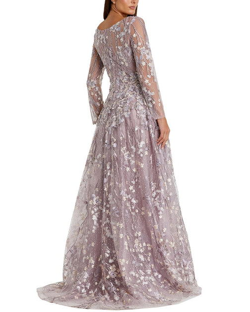 Mac Duggal Besticktes Spitzen-Wrap-Illusionskleid Pink US 6 3