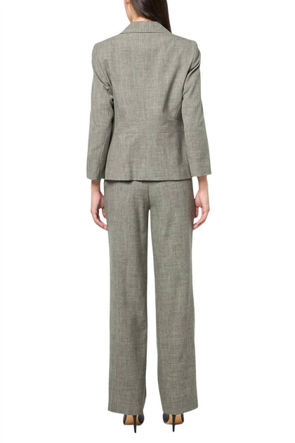 Le Suit Notch Lapel Blazer And Straight-Leg Trouser Set Multi US 12 3