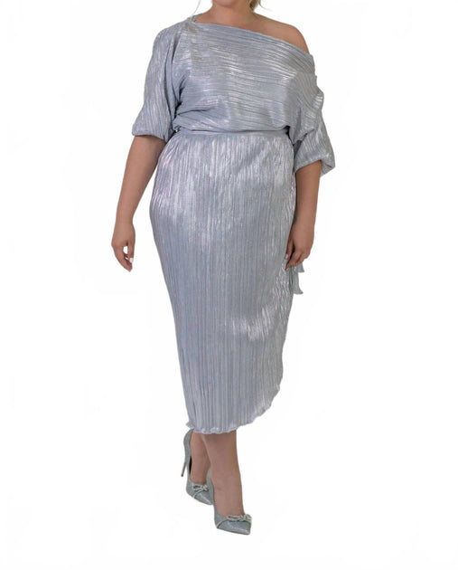 Never Fully Dressed Plisse Jaspre Wrap Skirt Silver Plus 2