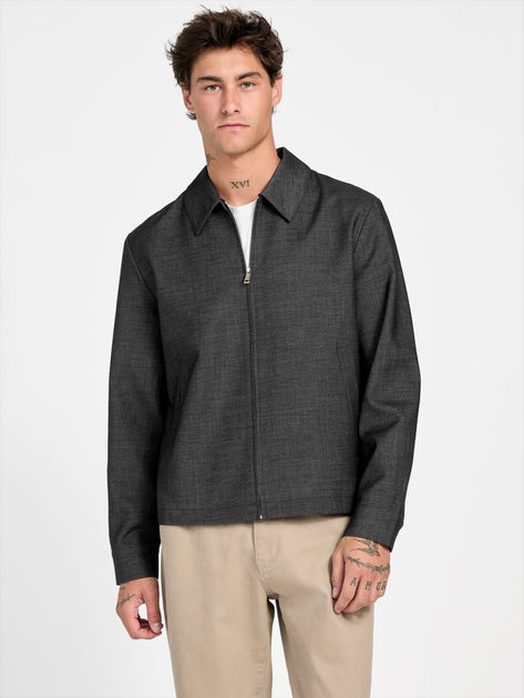 Guess Factory Kristoff Wool-Blend Zip Blazer Grey Large 2