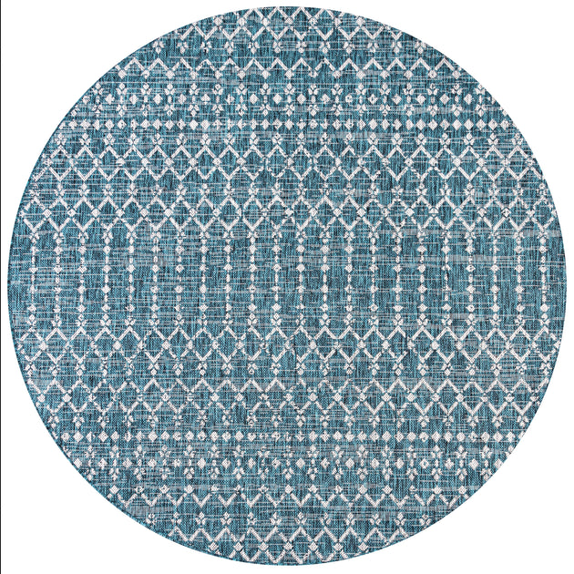 Jonathan Y Ourika Indoor Outdoor Round Rug Blue 4