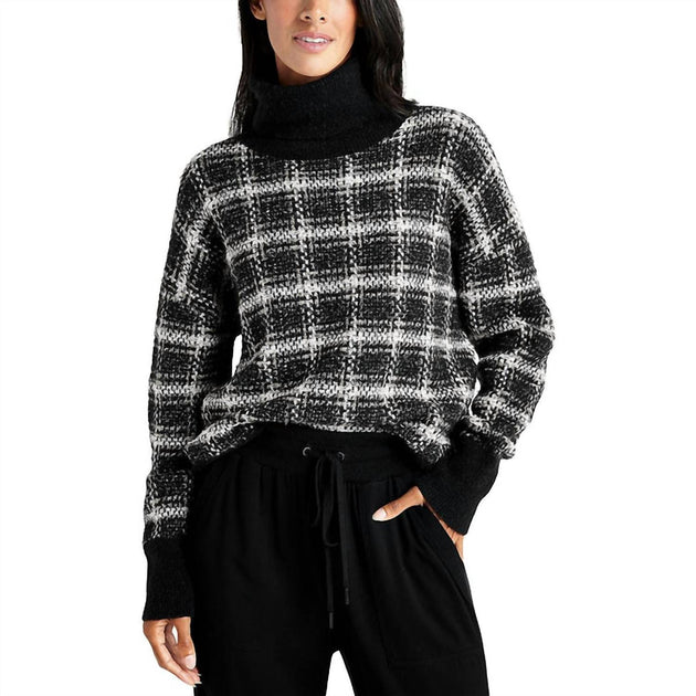 Splendid Ginny Col Roule Tricot Écossais Noir XSmall 2