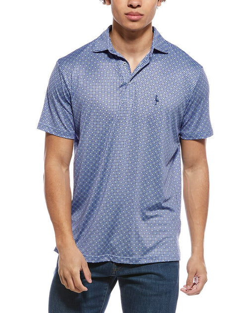 TailorByrd Geo Floral Performance Polo Shirt Blue Large 2