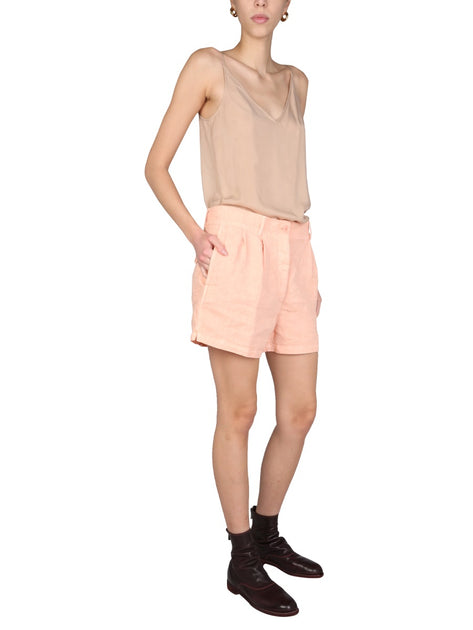 Aspesi Wide-Leg Linen Shorts Pink EU 36 3