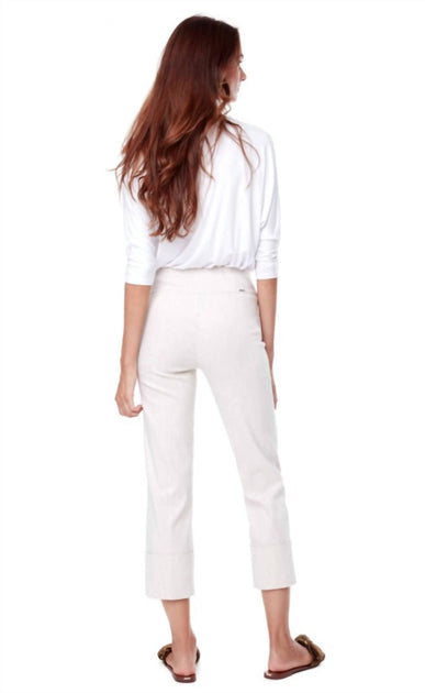 Up Pantalon en Lin Cropped Blanc US 2 4