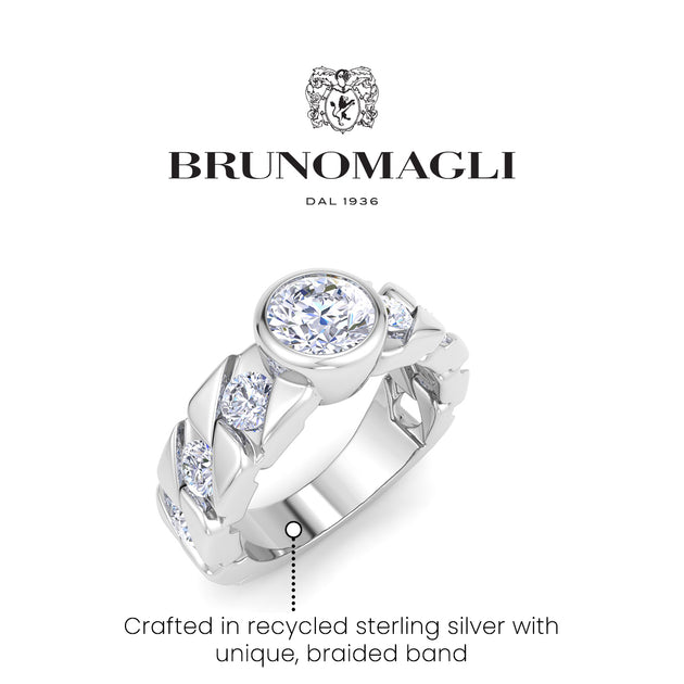 Bruno Magli Men's Solitaire Ring Silver US 12 4