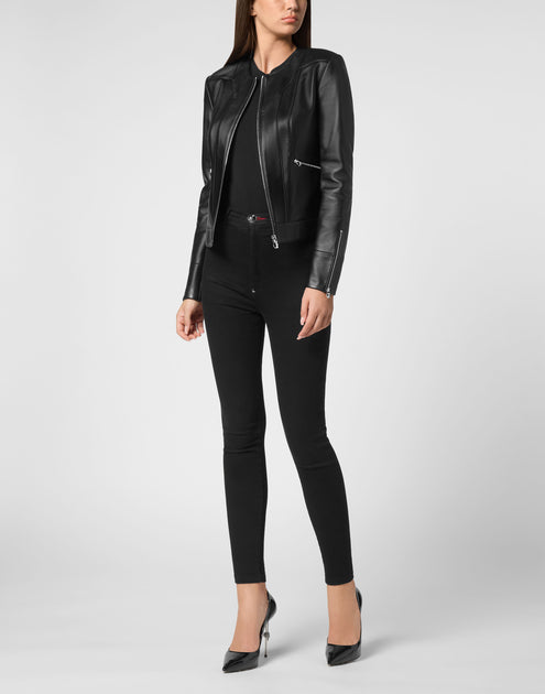 Philipp Plein Leather Biker Jacket Black Large 3