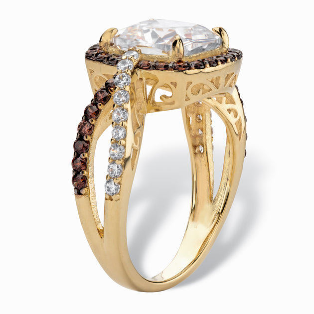 Palm Cubic Zirconia Halo Ring Silver US 6 3