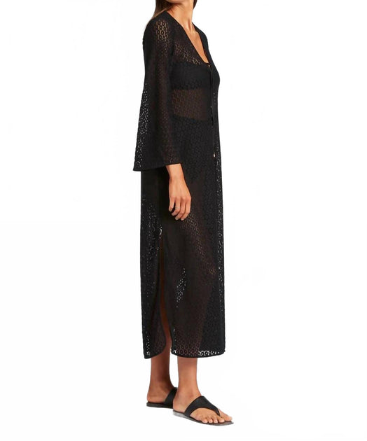 JETS Stretch Lace Maxi Kaftan Black One Size 4