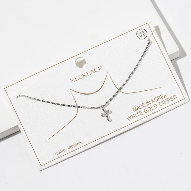 FASHNZFAB Point Mini Cross Pendant Necklace Silver 2