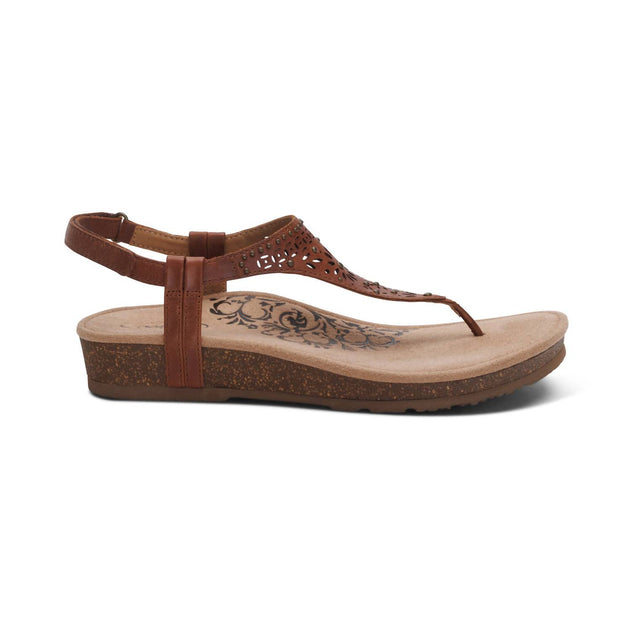 Aetrex Evelyn Thong Sandal Brown US 6.5 3