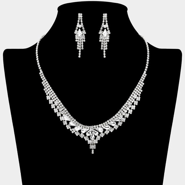 FASHNZFAB Teardrop Stone Cluster Accent Necklace Multi One Size 4