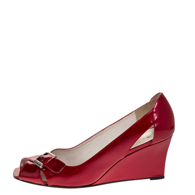 Stuart Weitzman Wedge Pumps Red Patent 40 3