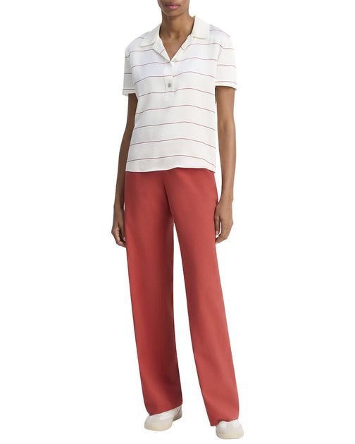 Vince Polo-Shirt mit gestreiftem Strickkragen Weiß Small 4