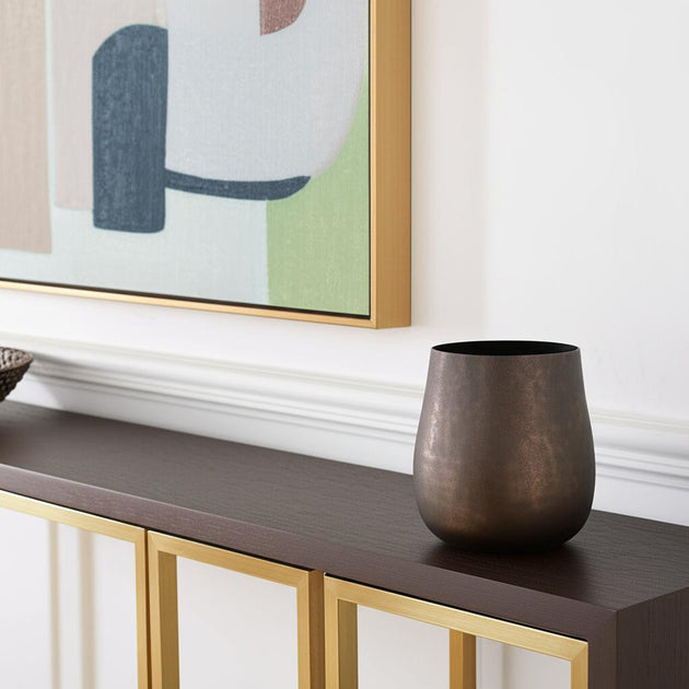 Hivvago Cylinder Metal Table Vase Gold 2