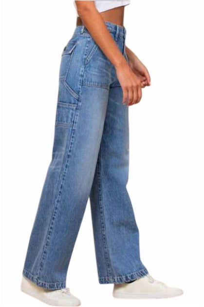 HIDDEN Carpenter High Rise Wide Leg Dad Jeans Blue 26 4