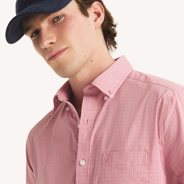 Nautica Classic Fit Plaid Shirt Pink XL 3