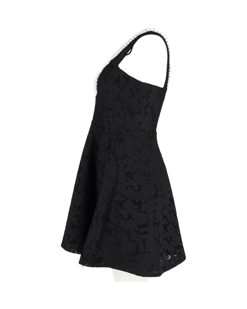 sandro embroidered mesh detail dress Sandro Rhinestone-Embellished Mesh Dress in Black