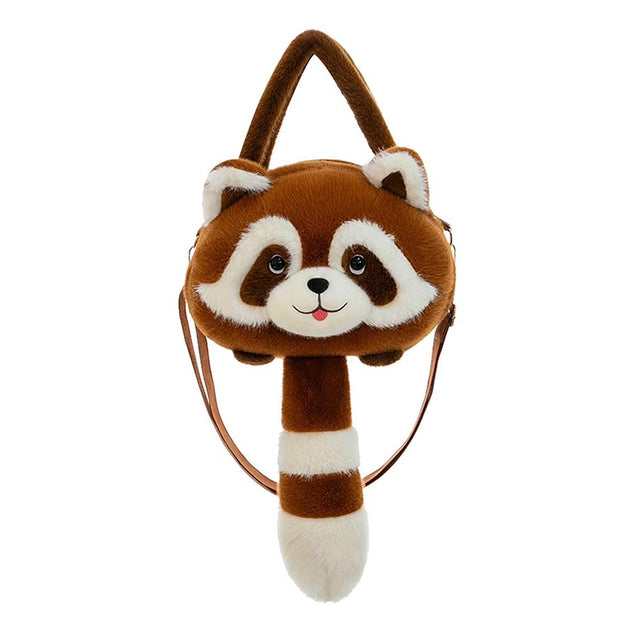 Tigerstars Brown Cute Plush Racoon Fashion Backpack Crossbody Bag Backpack Raccoon Plushies Stuffed Animal Stuffies Toy  main image 3