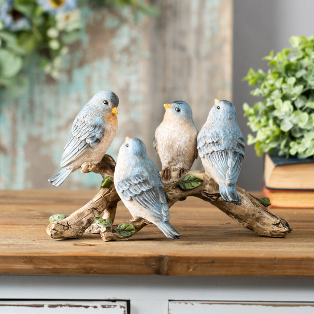 Hivvago Blue Birds on Branch Figurine Blue 11in 3