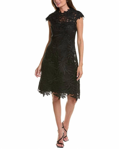 knee length dresses for ladies 3/4 Sleeve Lace Illusion Gown with Bow