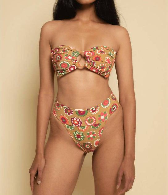 Montce Tori Ties Bandeau Bikini Top Beige Small 2