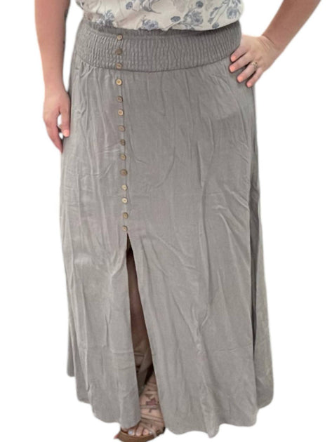 White Birch Jupe Longue Smock Front Gris 2X 2