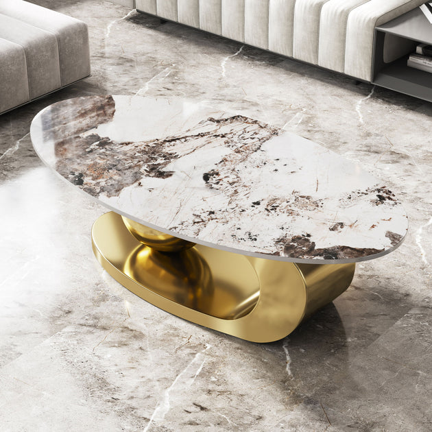 Streamdale Oval Faux Marble Coffee Table 2
