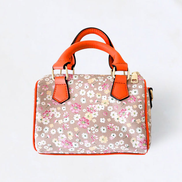 FASHNZFAB Flower Patterned Tote Crossbody Bag Pink One Size 4