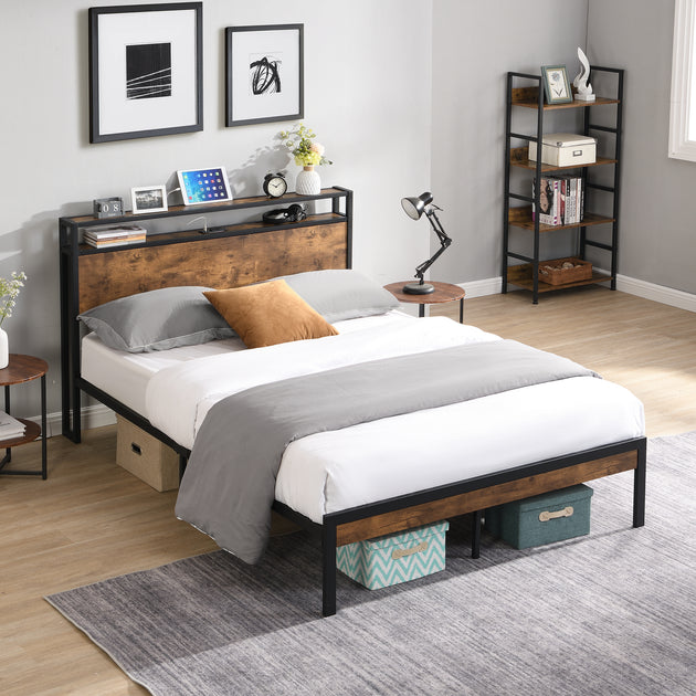 Streamdale Metal Platform Bed with USB 2