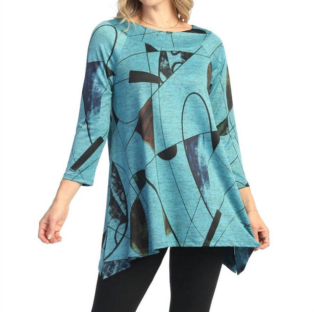 Jess & Jane Curious Raglan Sleeve Slinky Top Teal 3X 2