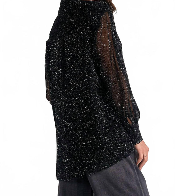 ELAN Long Sleeve Oversized Blouse Black Small 3
