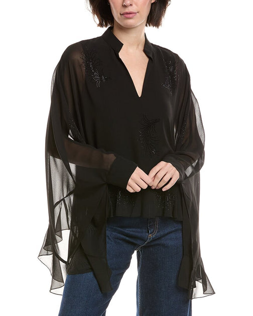 Vince Camuto V-Neck Blouse Black Large 2