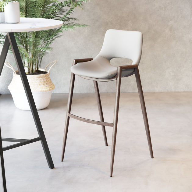 Hivvago Desi Barstool Set of 2 Beige Walnut 3